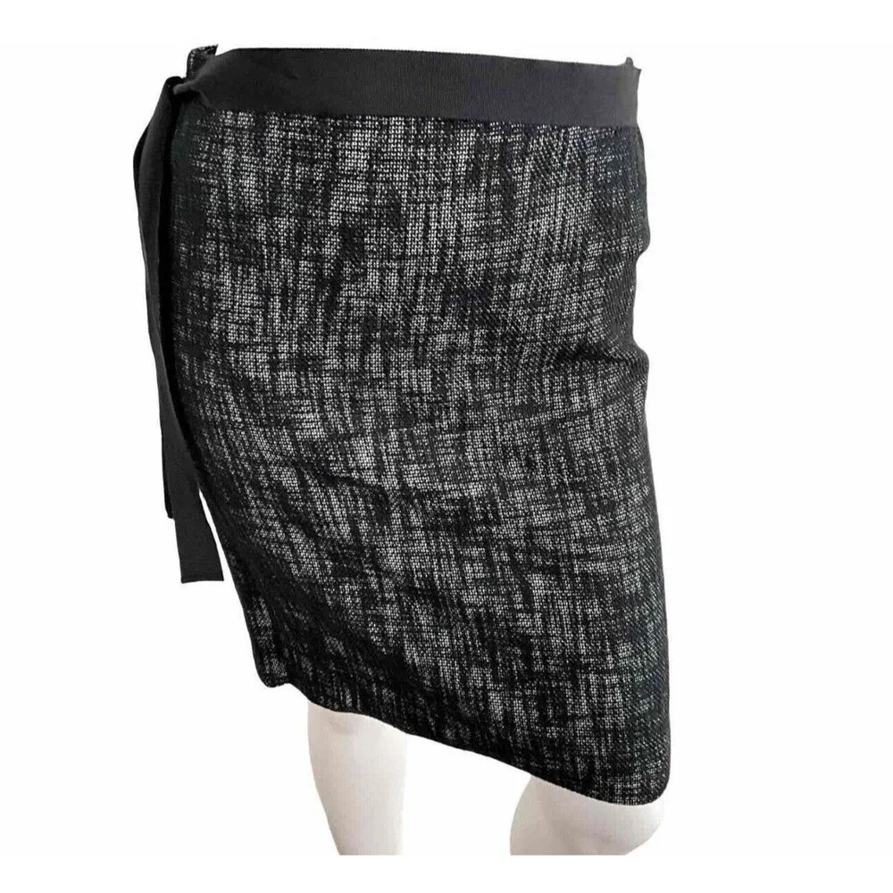 Tweed Linen Blend Talbots Skirt Black Belted Carer Workwear 12